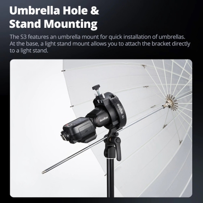 Godox S3 Bowens Mount Softbox / Umbrella Bracket (V100 / V1Pro / V860III / TT685II / AD100Pro / AD200Pro II / AD300Pro)