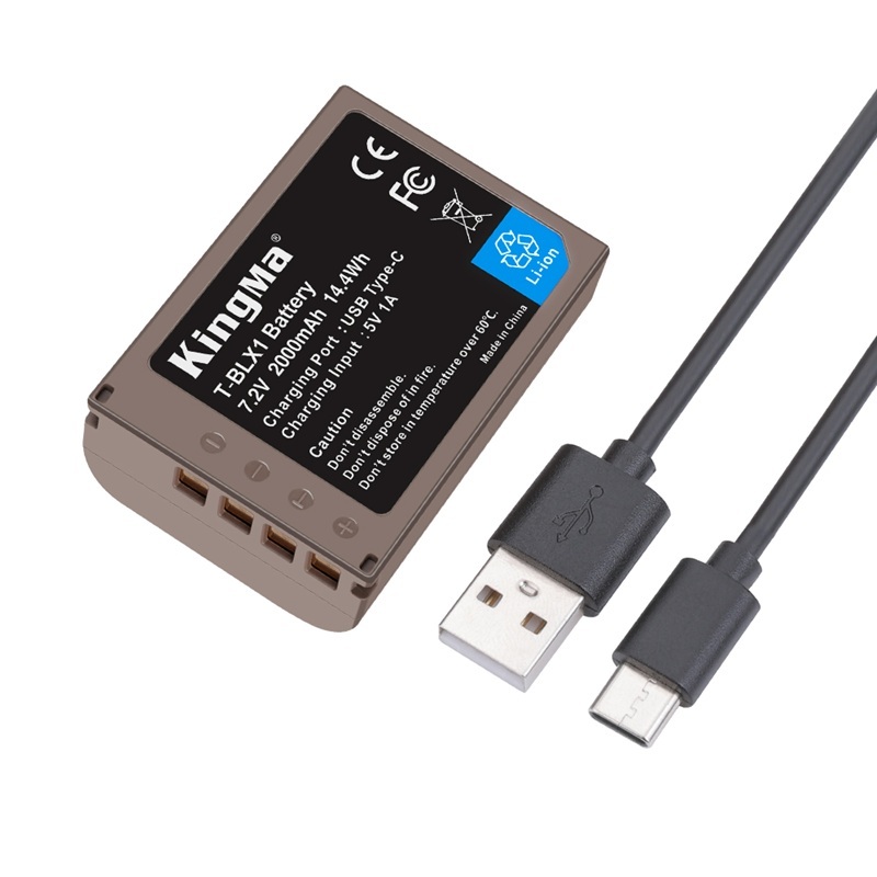 KingMa BLX-1 2000mAh Battery / Battery with Type-C Port / Battery Charger Kit (For Olympus OM-1 / OM-1 II / OM-3)