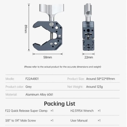 FALCAM F22 Quick Release Super Clamp (F22A4801)