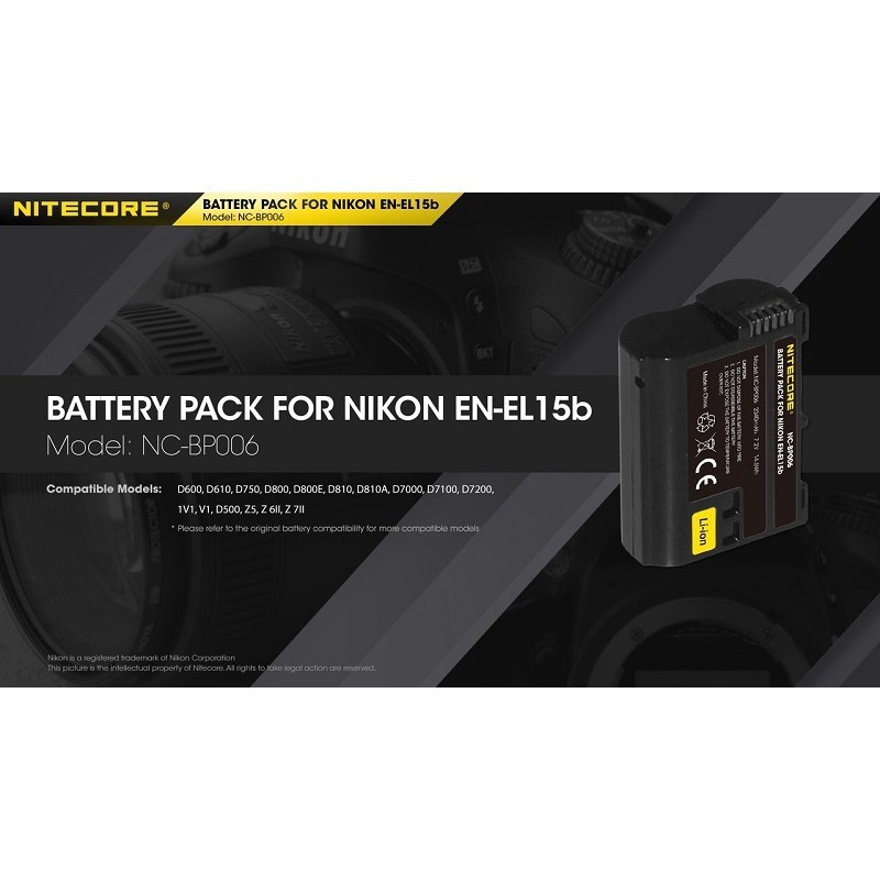 Nitecore EN-EL15B Rechargeable Lithium Ion Battery (For Nikon EL15 / EL15A / EL15B) — NC-BP006
