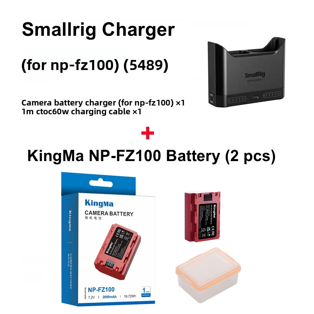 SmallRig Camera Battery Charger (For Sony NP-FZ100 / Canon LP-E6P / Nikon EN-EL15C / Panasonic DMW-BLK22 / Sony NP-FW50)