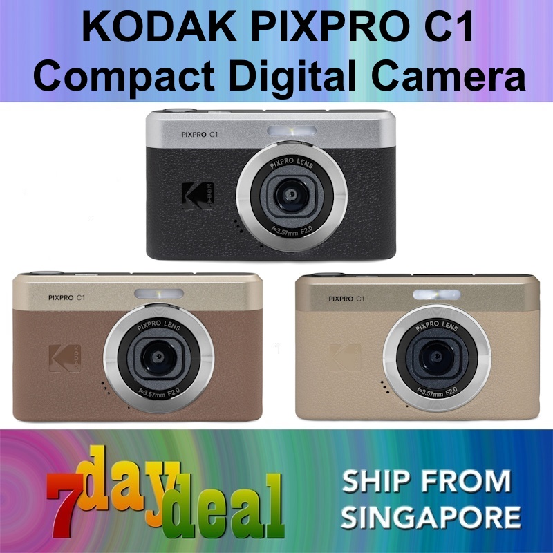 Kodak PIXPRO C1 Compact Digital Camera (Black / Brown / Tan)