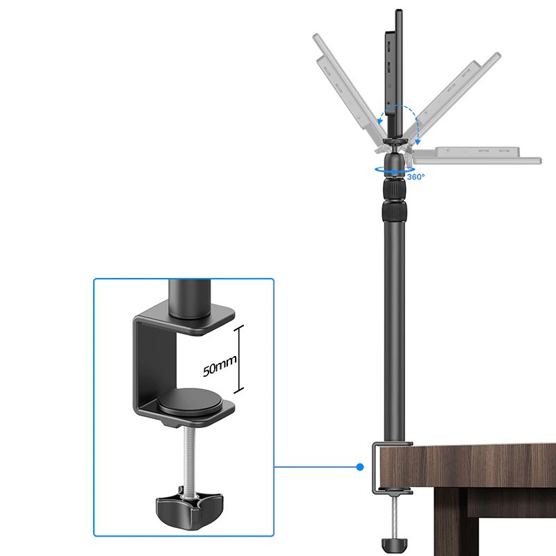Ulanzi VIJIM LS02 Extendable Desktop Stand with Horizontal Arm Ball Head (LS-02 For LED Video Light Camera & Smartphone)