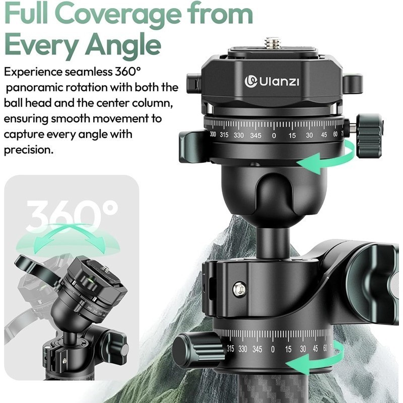 Ulanzi JJ05 GlideGo Overhead Carbon Fiber Travel Camera Tripod (T140)