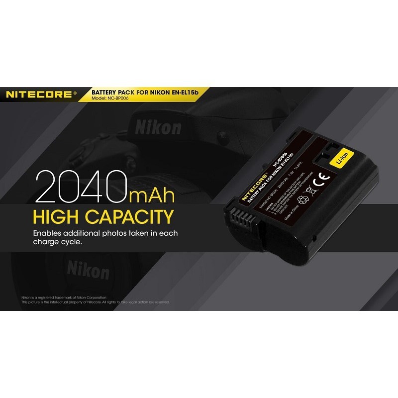 Nitecore EN-EL15B Rechargeable Lithium Ion Battery (For Nikon EL15 / EL15A / EL15B) — NC-BP006