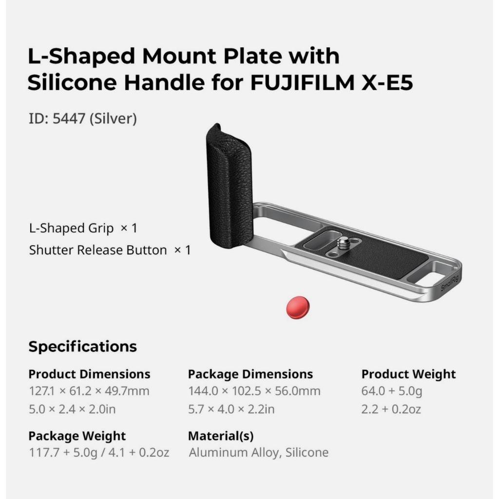 SmallRig L-Shaped Mount Plate with Silicone Handle for Fujifilm X-E5 (Black 5448 / Silver 5447)