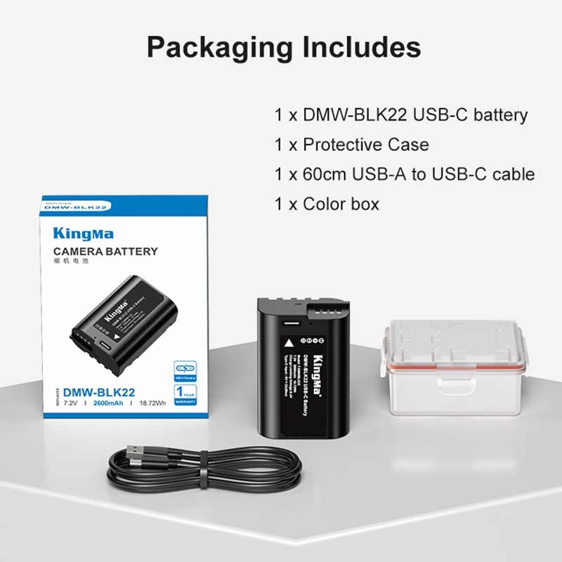 KingMa DMW-BLK22H 2600mAh Battery / Battery with Type-C Port (For Panasonic S5II / S5IIX / GH5II / GH6 / GH7 /G9II / S9)
