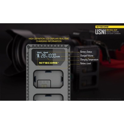 Nitecore USN1 Dual-Slot USB Travel Charger (For Sony NP-FW50)