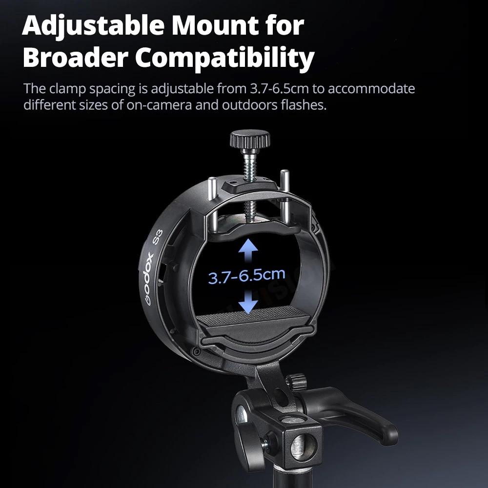 Godox S3 Bowens Mount Softbox / Umbrella Bracket (V100 / V1Pro / V860III / TT685II / AD100Pro / AD200Pro II / AD300Pro)
