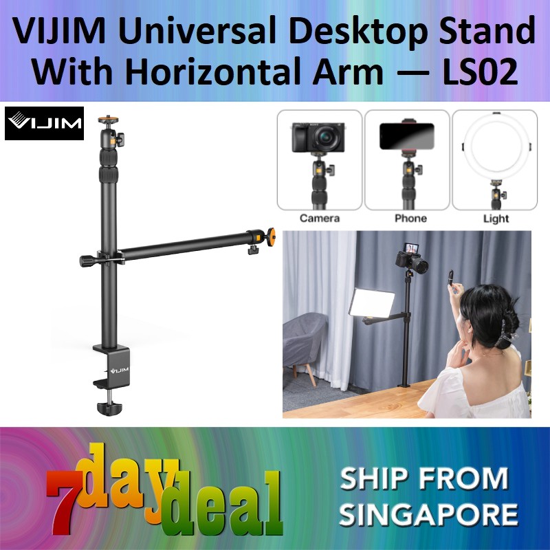 Ulanzi VIJIM LS02 Extendable Desktop Stand with Horizontal Arm Ball Head (LS-02 For LED Video Light Camera & Smartphone)