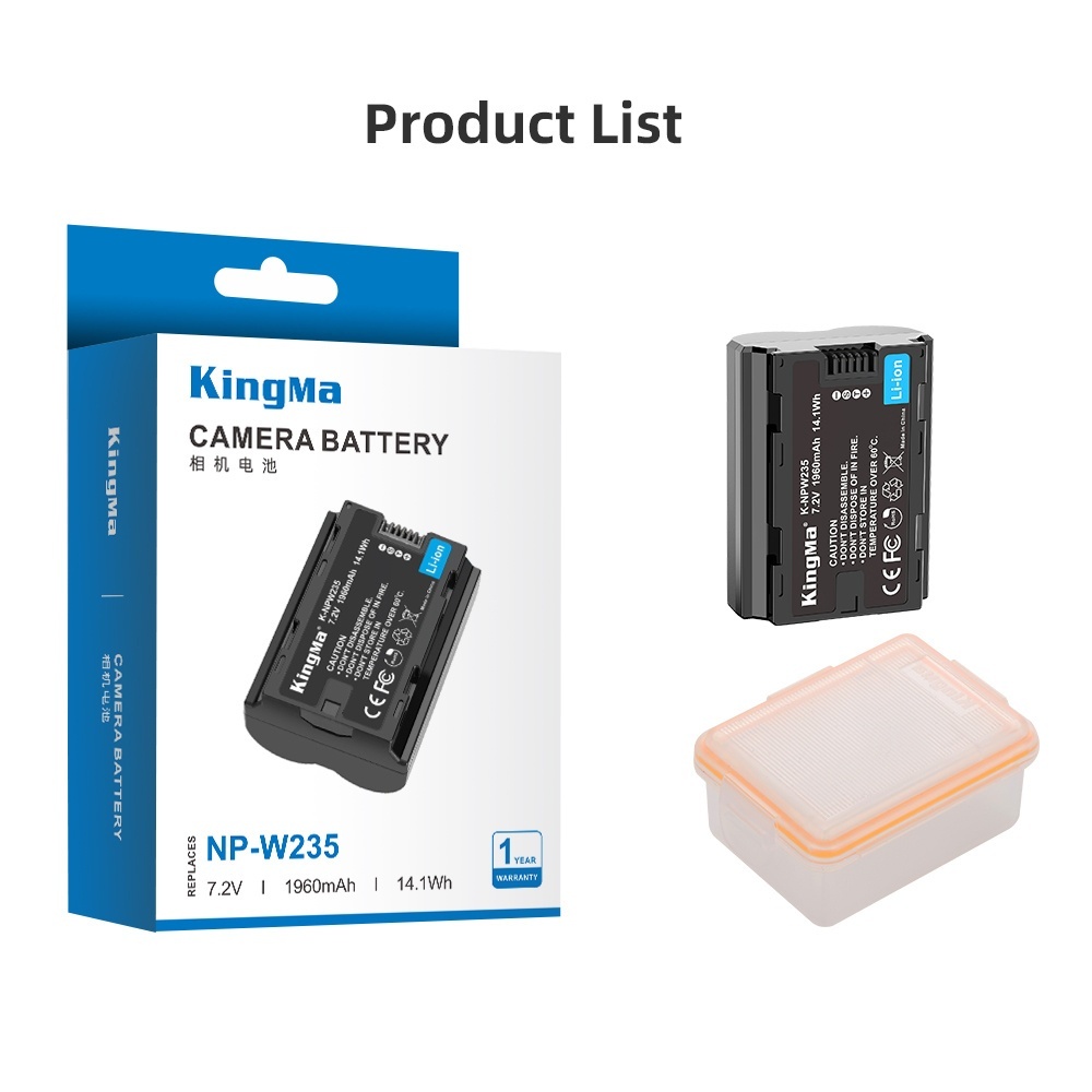 KingMa NP-W235 Battery (For Fujifilm X-T4 / X-T5 / X-H2 / X-H2s / X‑S20 / GFX100 / GFX100S II / GFX50S II)
