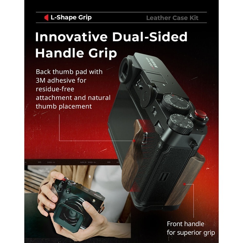 SmallRig L-Shape Mount Plate with Wooden Handle for Fujifilm GFX100RF (Silver-5265 / Black-5266)