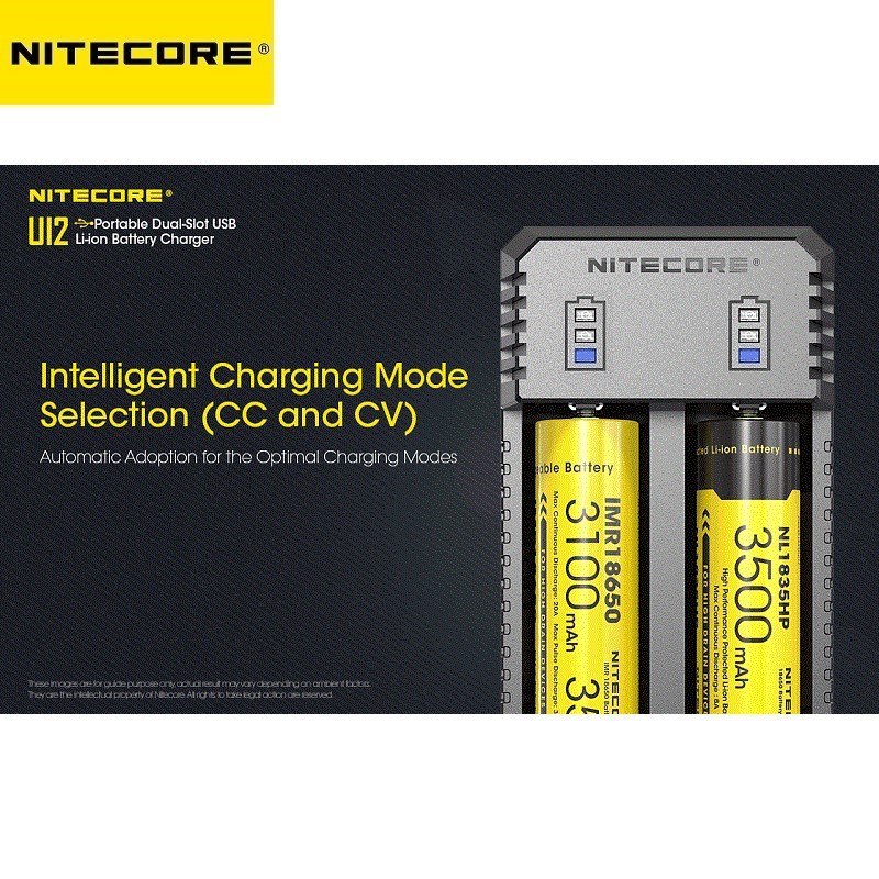 Nitecore UI2 Portable Dual Slot USB Li-Ion Battery Charger (Max Output 1000mA Per Slot)