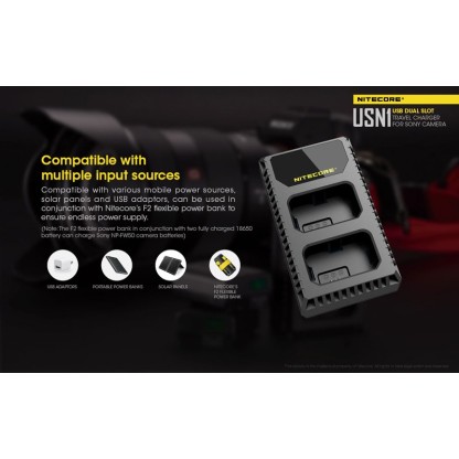 Nitecore USN1 Dual-Slot USB Travel Charger (For Sony NP-FW50)