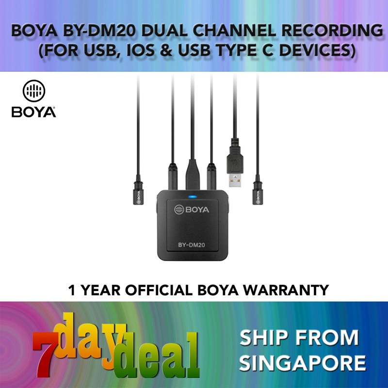 BOYA BY-DM20 Dual-Channel Lavalier Microphone Recording Kit (For iP de