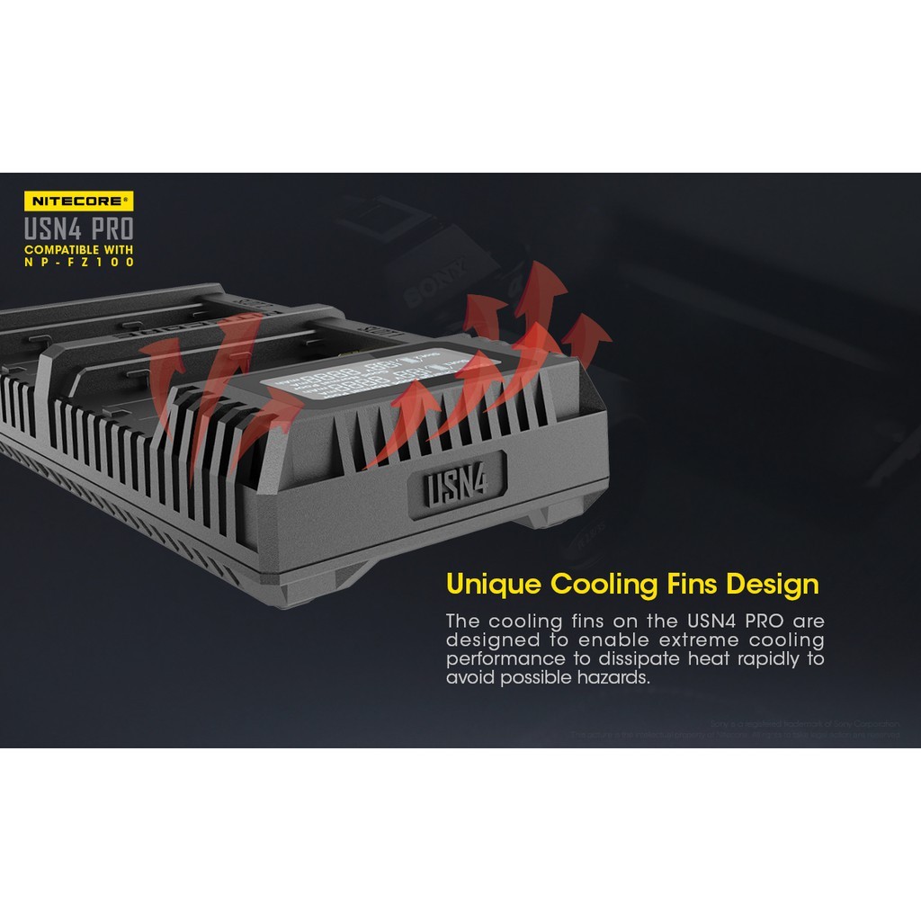 Nitecore USN4 PRO Dual-Slot USB Travel Charger (For Sony NP-FZ100)