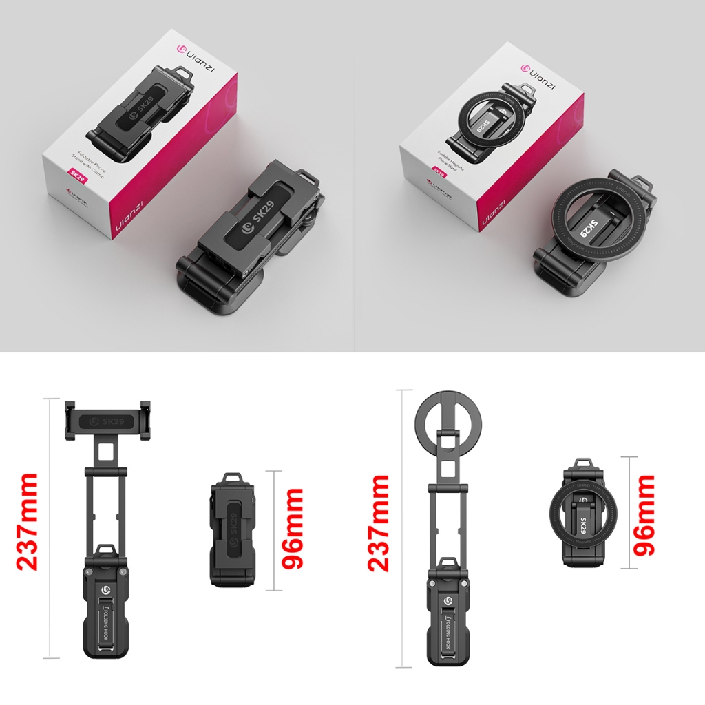 Ulanzi SK29 Foldable Phone Stand (Magnetic M101 / Clamp M100)