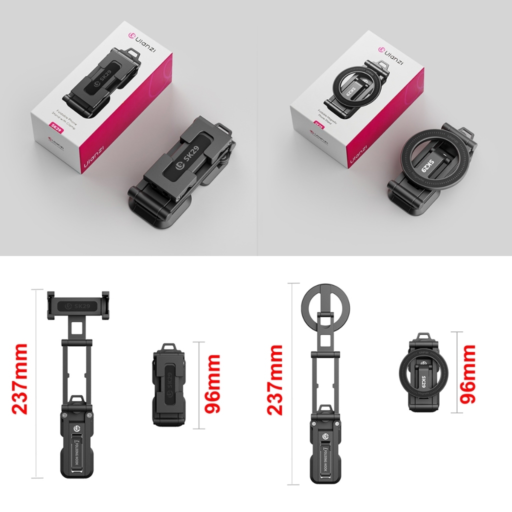 Ulanzi SK29 Foldable Phone Stand (Magnetic M101 / Clamp M100)