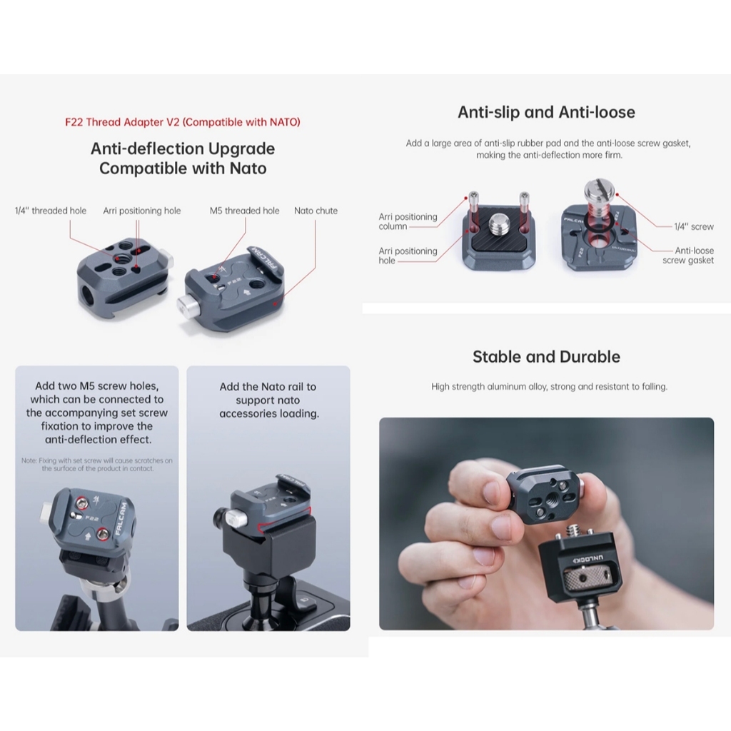 FALCAM F22 Quick Release System (Plate / Thread Adapter V2) - Arca Swiss Compatible