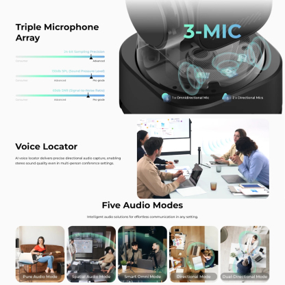 OBSBOT Tiny 3 Lite AI-Powered PTZ 4K Webcam