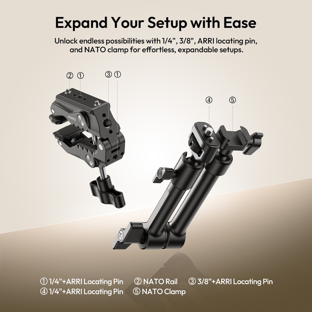 Ulanzi HD02 10 inch Magic Arm Kit with Crab Clamp (T098 / T099)