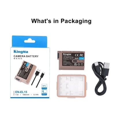 KingMa EN-EL15C Battery with Type-C Port (For Nikon Z5 / Z6 / Z6II / Z6III / Z7 / Z7II / Z8 / Zf etc)