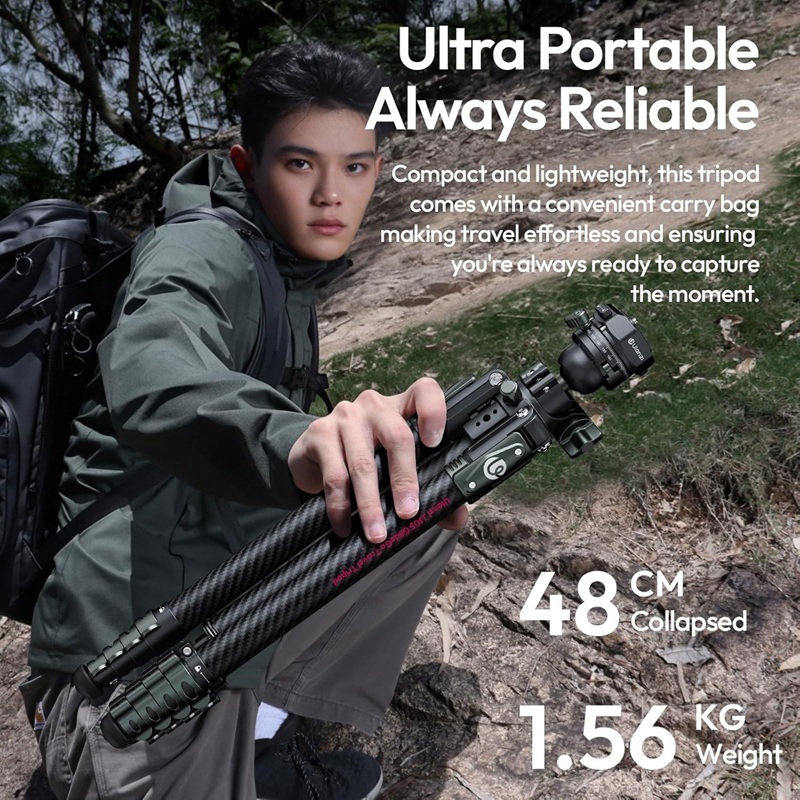 Ulanzi JJ05 GlideGo Overhead Carbon Fiber Travel Camera Tripod (T140)