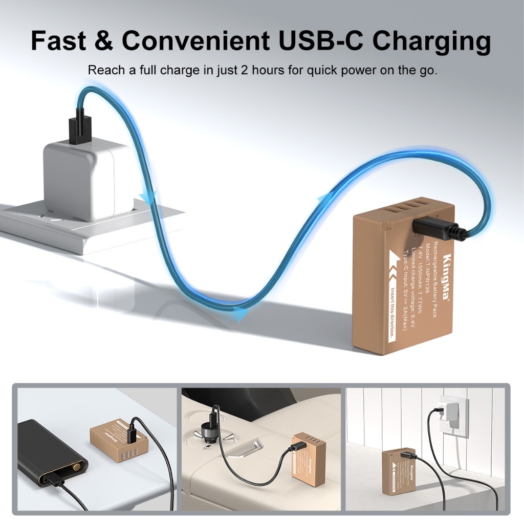 KingMa NP-W126 Battery / Battery with Type-C Port (For Fujifilm)