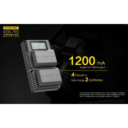 Nitecore USN4 PRO Dual-Slot USB Travel Charger (For Sony NP-FZ100)