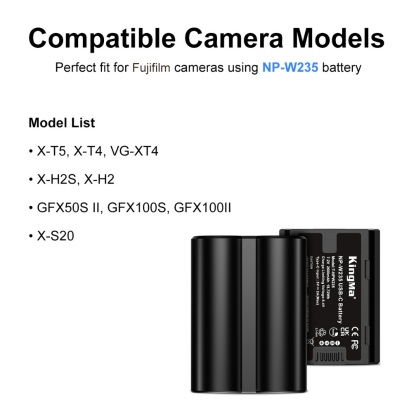 KingMa NP-W235 2600mAh Battery / Battery with Type-C Port / 2400mAh Battery Charger Kit