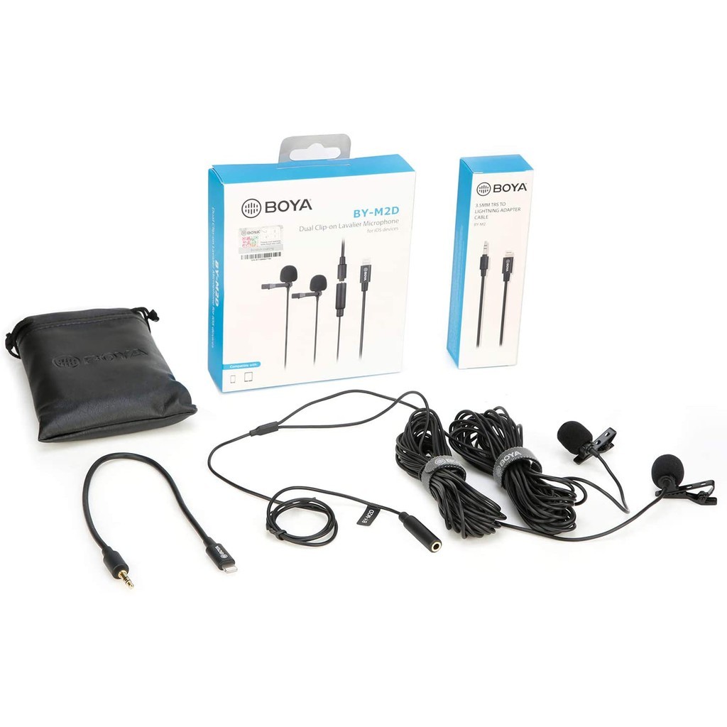 BOYA BY-M2D Dual Lapel Lavalier Microphone (For iP)