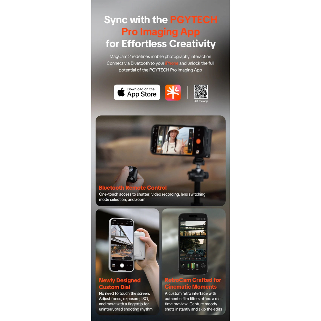 PGYTECH MagCam 2 Phone Grip (Classic Black / Misty Grey)