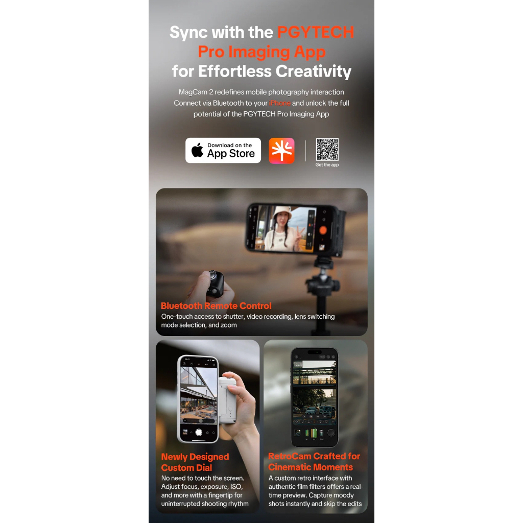 PGYTECH MagCam 2 Phone Grip (Classic Black / Misty Grey)