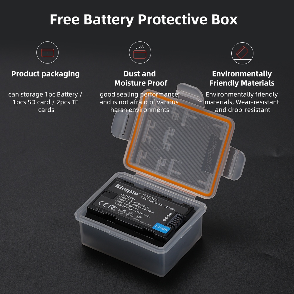 KingMa NP-W235 Battery (For Fujifilm X-T4 / X-T5 / X-H2 / X-H2s / X‑S20 / GFX100 / GFX100S II / GFX50S II)