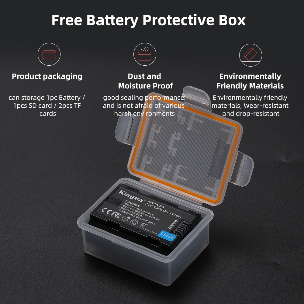 KingMa NP-W235 Battery (For Fujifilm X-T4 / X-T5 / X-H2 / X-H2s / X‑S20 / GFX100 / GFX100S II / GFX50S II)