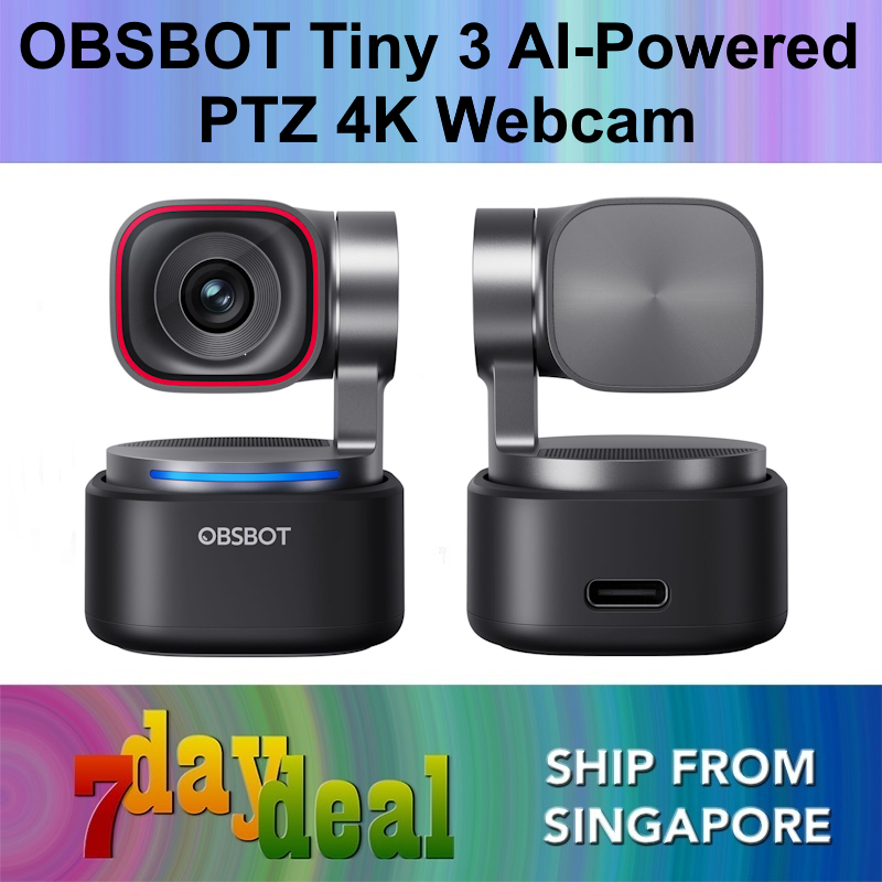 OBSBOT Tiny 3 AI-Powered PTZ 4K Webcam