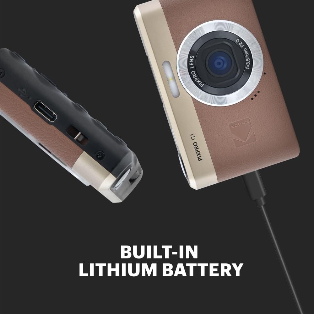 Kodak PIXPRO C1 Compact Digital Camera (Black / Brown / Tan)