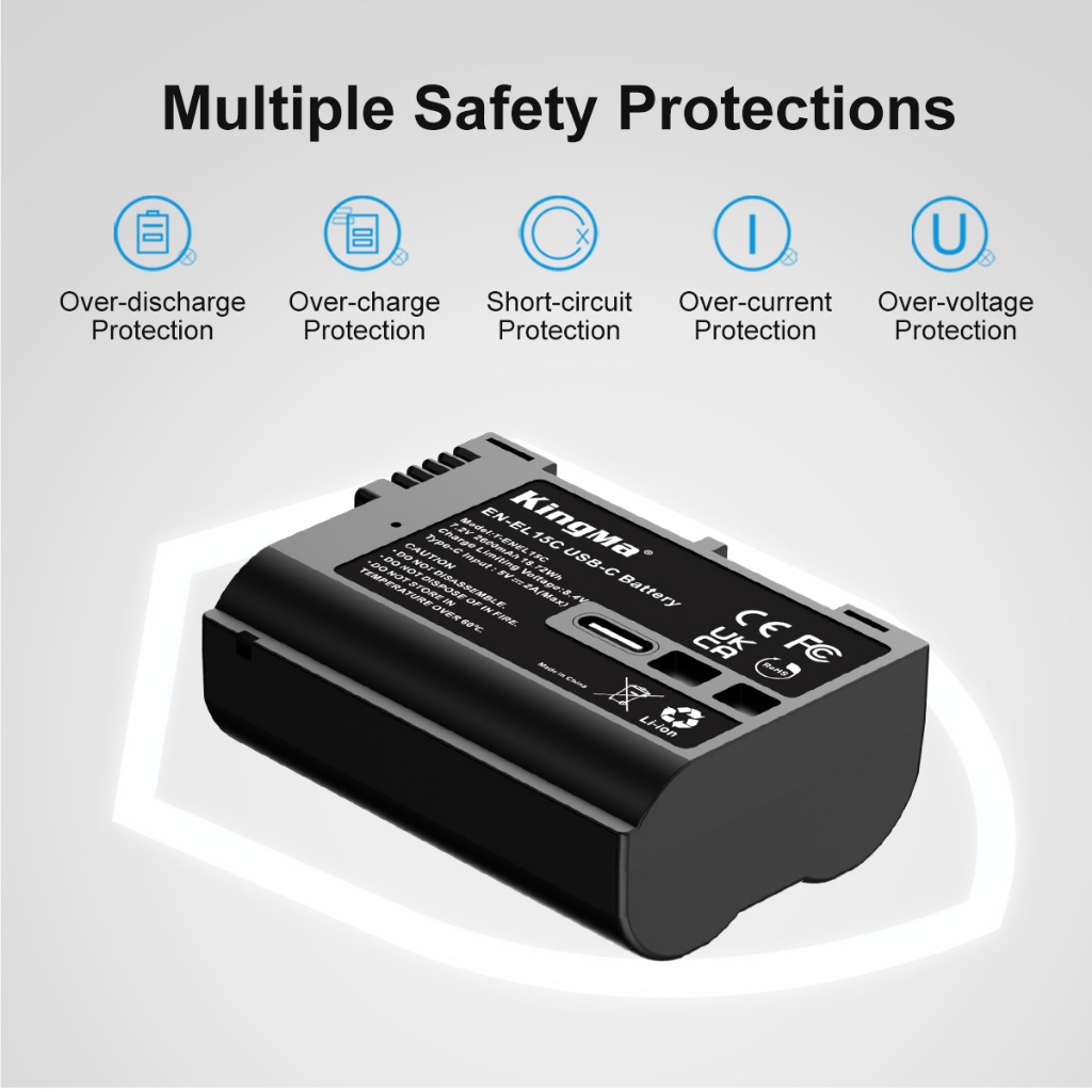KingMa EN-EL15C Battery with Type-C Port (For Nikon Z5 / Z6 / Z6II / Z6III / Z7 / Z7II / Z8 / Zf etc)