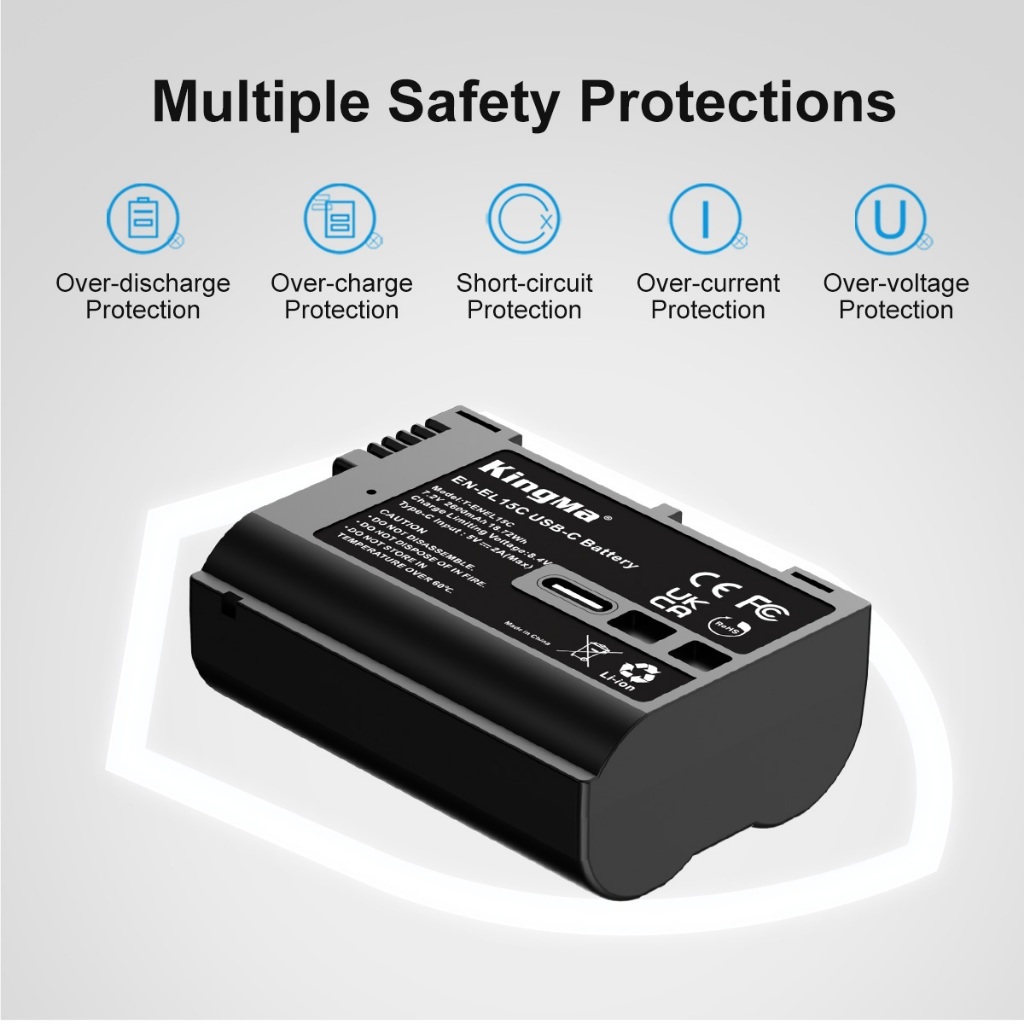 KingMa EN-EL15C Battery with Type-C Port (For Nikon Z5 / Z6 / Z6II / Z6III / Z7 / Z7II / Z8 / Zf etc)