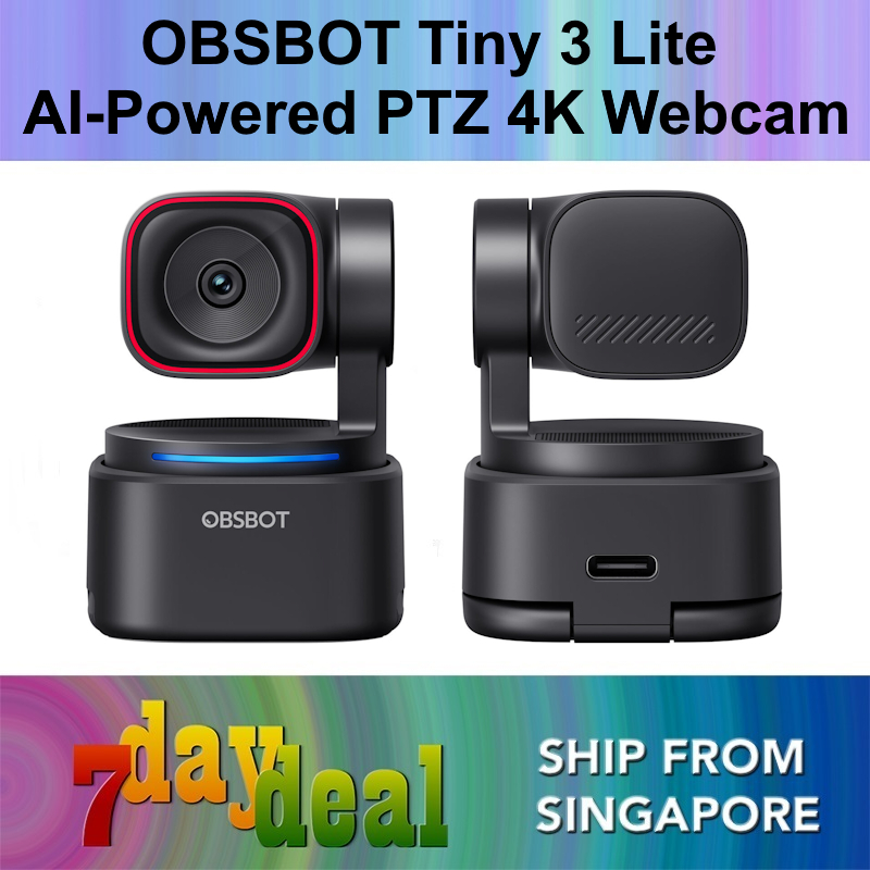 OBSBOT Tiny 3 Lite AI-Powered PTZ 4K Webcam