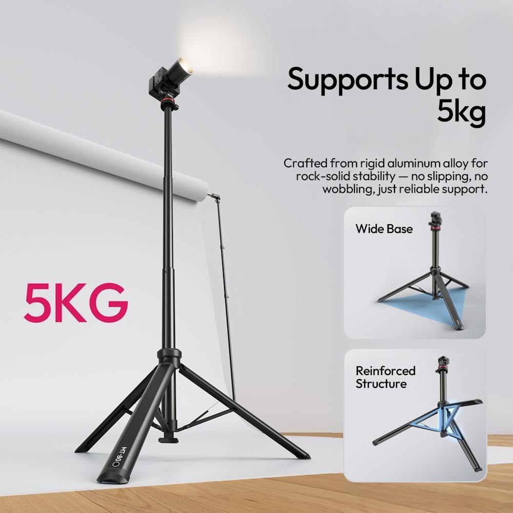 Ulanzi MT-80 Auto-Open Tripod & Light Stand 2M with Universal 1/4″ Mount (T171A)