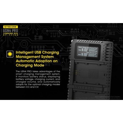Nitecore USN4 PRO Dual-Slot USB Travel Charger (For Sony NP-FZ100)