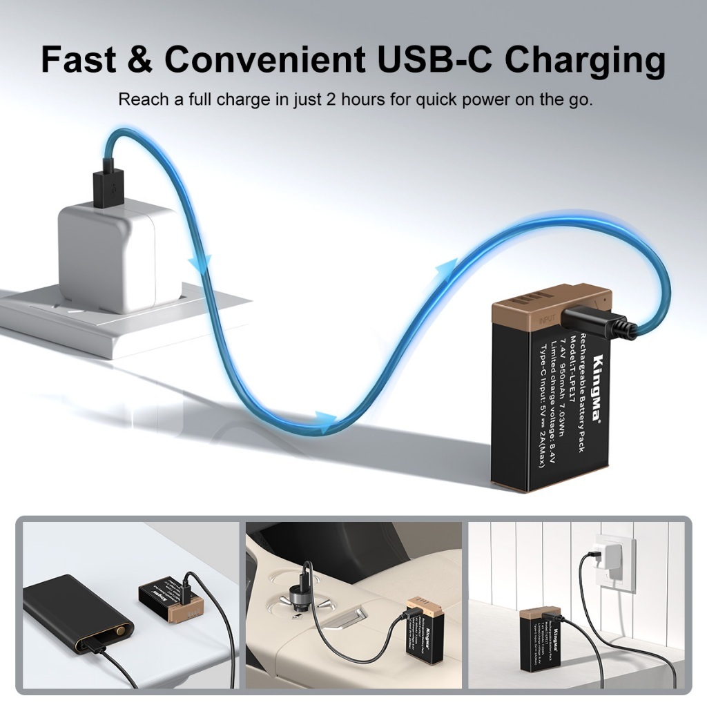 KingMa LP-E17 Half Decoded Battery / Battery with Type-C Port (For Canon)