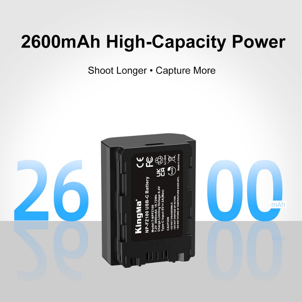 KingMa NP-FZ100 2600mAh Battery / 2600mAh Battery with Type-C Port / 2400mAh Battery Charger Kit (For Sony FZ100)