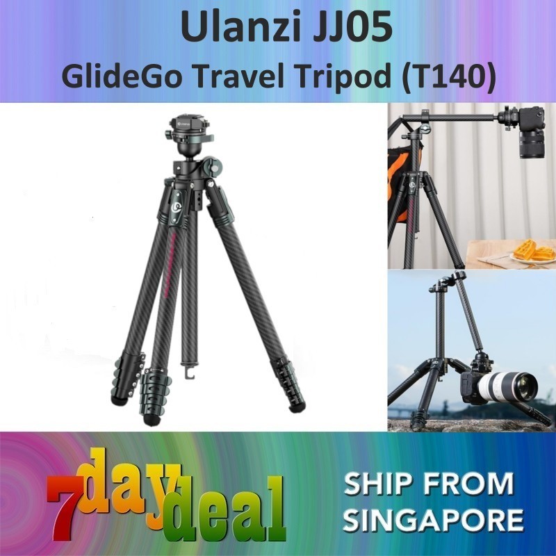 Ulanzi JJ05 GlideGo Overhead Carbon Fiber Travel Camera / Phone Tripod (T140) - For Content Creators (Youtube Video / Tiktok / Live Streaming / Top Down Shots of DIY / Flat Lay Tutorials / Reviews / Food / Product Photography)