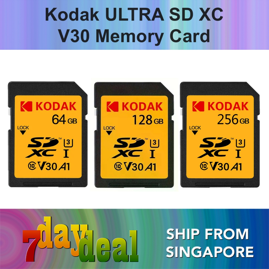Kodak ULTRA 64GB / 128GB / 256GB SD XC UHS-I Class 10 U3 V30 A1 Memory Card (For DSLR / Mirrorless / Digital Camera)