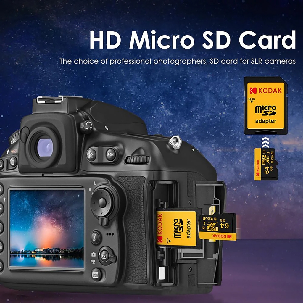 Kodak ULTRA 64GB MicroSD XC UHS-1 Class 10 U3 V30 Memory Card (For Camera / Drone / Dash Cam / Webcam / Phone / Tablet)