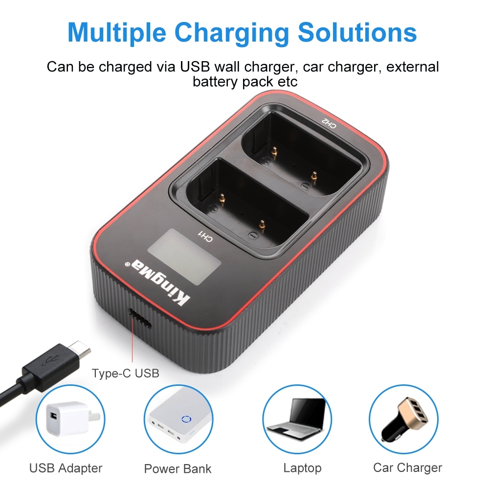 KingMa BLX-1 2000mAh Battery / Battery with Type-C Port / Battery Charger Kit (For Olympus OM-1 / OM-1 II / OM-3)