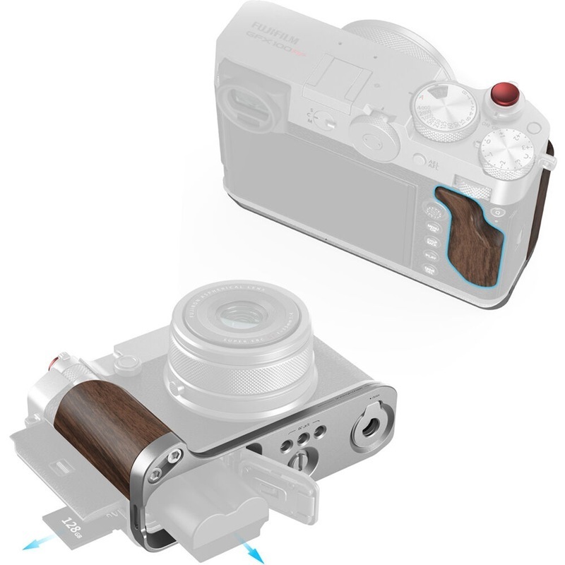 SmallRig L-Shape Mount Plate with Wooden Handle for Fujifilm GFX100RF (Silver-5265 / Black-5266)