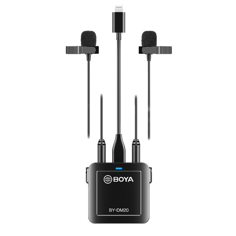 BOYA BY-DM20 Dual-Channel Lavalier Microphone Recording Kit (For iP devices, Type-C Android devices and USB Laptop)
